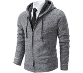 Autumn And Winter New Jersey Men's Casual Sports Coat Solid Color Stand Collar Wweater Grab Fleece Warm Zipper Cardigan
