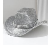 A ladies western cowboy hat with shiny silver lace four seasons jazz hat for men to party in classic style