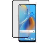 Protector Cristal Templado Completo 5D Full Glue Negro para Oppo A76 / A96 Vidrio