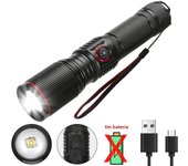 Powerful 50W White Laser Zoom Flashlight Use 18650 or 21700 Battery USB Rechargeable Torch Outdoor Hunting Emergency Lantern
