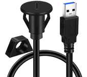 Small USB C 3.0 Male To Type-C Female Flush Mount Panel Mount Extension Data Cable for Car Truck Boat Motorcycle Dashboard