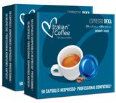 Italian Coffee For Espresso Lovers Café Descafeinado - 100 Cápsulas Nespresso Profesional - Italian Coffee