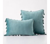 Black Cute Throw Pillow Covers with Handmade Tassels 30x50cm 45x45cm 50x50cm Velvet Solid Cushion Case for Couch Sofa Bedroom