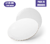 Glotomania - Base Para Tarta Redonda De 25 X 0,3 Cm - Blanca (acabado Ondas) [25 Uds]