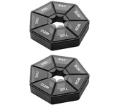 2Pcs 7 Days Pill Storage Box Mini Travel Portable Medicines Dispenser Box Multifunction Plastic Seven Compartment Sealer Box
