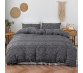 3pcs Duvet cover， Tufted Duvet Cover Set with Geometric Wave and Plaid Design for All Seasons， Comfortable and Soft，