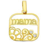 Colgante Oro 9k MAMÁ 21 mm. detalles formas circonitas