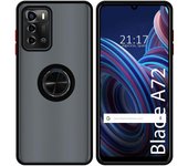 Funda Mate con Borde Negro y Anillo Giratorio 360 para ZTE Blade A72