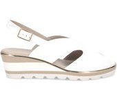 Sandalia para mujer Sangiorgio en piel suave blanca con cuña baja cómoda 1084 NAPPA WHITE