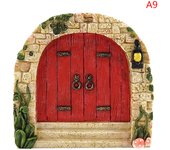 Miniature Fairy Door Home Creative Yard Art Mini Arch Window Door Mouse Hole Decoration Outdoor Garden Sculpture  Craft Decor