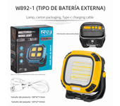 Portable LED Spotlight Lantern Strong Light Flashlight Outdoor Camping Fishing Emergency Rechargeable Magnetic Work Lamp W892