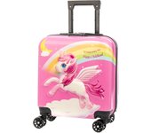 DAM Maleta trolley infantil en material ligero de ABS de alta resistencia. Cerradura numérica, 4 ruedas dobles giratorias 360°. 35x23x45 Cm.
