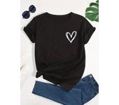 Heart Print T-Shirt Crew Neck Short Sleeve T-Shirt Casual Every Day Tops, Women's Clothing Neck Fashion Casual Sport Clothes