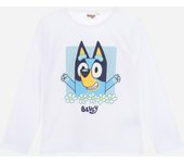 Camiseta manga larga niña Bluey blanca CONFECCIONADA CON MATERIALES RECICLADOS Raíz Merchan-Store