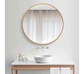 Espejo redondo moderno grande de 50 cm con marco blanco cepillado, espejo de pared con marco de metal y vidrio HD para maquillaje, baño y sala de estar.