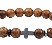Pulsera de cuentas de madera cruzadas, pulsera de bolas de textura natural de moda, pulsera elástica creativa, accesorios de yoga para parejas.