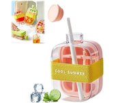 Cubitera 2 en 1 flexible sin contacto, para hacer hielo rápidamente, bandeja vertical con tapa para congelador (verde, 800 ml)