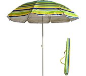 Sombrilla Playa Grande Antiviento con Protección UV50+, Sombrilla Plegable Multicolor a Rayas, Sombrilla Exterior con Tubo de Aleación de Zinc, Sombrilla Ligera y Resistente Incluye Bolsa de Transporte para Beach Jardín Verano