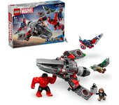 LEGO 76292 Marvel Batalla entre el Capitán América y Hulk Rojo, Avión Caza a Reacción de Juguete para Niños y Niñas de 8 Años o Más, Juguetes de Superhéroes con Figuras de Falcon y Ruth Bat-Seraph