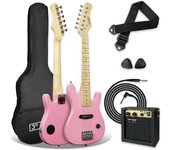 Pack de guitarra eléctrica de tamaño 1/4 para niños principiantes , amplificador portátil de 5 W, cable, funda de transporte, púas y correa