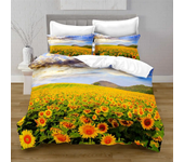 Duvet Cover Set Sunflower Yellow Flowers Lush Sunflowers In The Field Bedding Set Microfiber Botanical Floral Print Quilt Cover