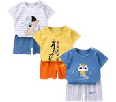 Set di 3 Magliette a Maniche Corte per Bambini Neonato Ragazzi Ragazzino, a Mezza Manica,Confezione da 6 (6 MESI-5 Anni)