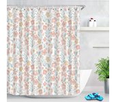 Pink Tulip Flower Plant Shower Bathroom Polyester Waterproof Decorative Curtain with Hooks