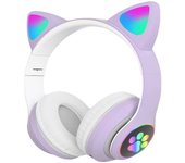 Auriculares para niños, Auriculares inalámbricos Bluetooth para niños, Adolescentes y Adultos, Auriculares Bluetooth con micrófono, Auriculares con Orejas de Gato para niñas y Mujeres