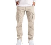 Pantalones Cargo para Hombre con Cintura Elástica y Bolsillo con Solapa, Pantalones Casuales Rectos