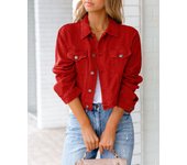 Short Denim Jacket Long Sleeve Denim Slimming Cardigan Suit Pocket Coat Top V
