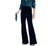 Pantalones de mujer collage terciopelo dorado pantalones micro-acampanados pantalones de gran altura
