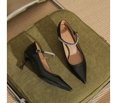 [Sheepskin] High Heels Women's Stiletto Heel 2024 Autumn New Pointed Rhinestone With Shallow Mouth Shoes