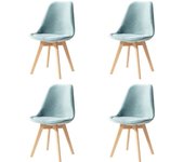 Pack de 4 Sillas Comedor Sillas de Cocina Nórdicas con Asiento Blando y Patas de Madera Maciza de Haya (Blanco)