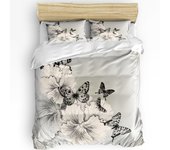 Black And White Butterfly Flower Art 3pcs Bedding Set For Bedroom Double Bed Home Textile Duvet Quilt Cover Pillowcase