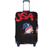 Golden Glitter Butterflies Luggage Cover Washable Elasticated Luggage Covers for Suitcase tsa Approved Stylish Dust and Scratch Resistant Luggage Case Protector for Kids and Adults-Gnome 4th Of July