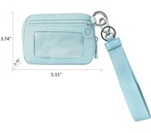 Women's Keychain The Iris Waterproof Nylon Wallet Pouch Wristlet Zip Card Case with Clear ID Window