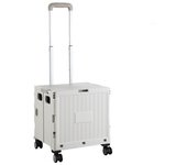 Plastic Folding Shopping Trolley Space Saving Adjustable Handle Collapsible Shopping Box with Wheels Large Capacity