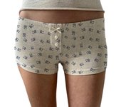 Women Y2K Mini Lounge Shorts Floral Low Waist Micro Shorts Graphic Fitted Boy Shorts Cute Pajama Bottoms Aesthetic Bottoms