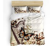 Black And White Butterfly Flower Art 3pcs Bedding Set For Bedroom Double Bed Home Textile Duvet Quilt Cover Pillowcase