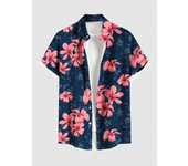 Camisa de manga corta con botones para vacaciones en la playa hawaiana con estampado 3D de verano grande para hombre, camisa informal para hombre