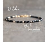 Black Tourmaline Bracelet with Karen Hill  October Birthstone Genuine Gemstone Beaded Crystal Bracelet Black Dainty Bracelet