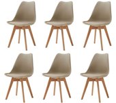 Pack de 4 Sillas Comedor Sillas de Cocina Nórdicas con Asiento Blando y Patas de Madera Maciza de Haya (Blanco)