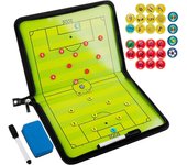 Tablero de tácticas de fútbol con diseño de libro plegable y pluma, perfecto para la estrategia y la planificación del juego