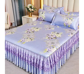 3Pcs/Lot Double Bed Sheet Set Classic Lace Royal Blue Bed Sheet Bed Skirt, Machine Washable Wedding Bedspread Mattress Cover