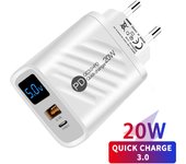 Cargador USB C Rápida  Cargador Portatil 2 Puertos Enchufe USB+Tipo C para iPhone,iPad,Samsung