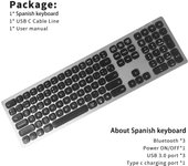 Spanish wireless keyboard with ñ Aluminum rechargeable Noiseless bluetooth keyboards for mac apple Tab  let ipad slim rechargeable Russian keyboards white