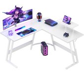 Gaming de Esquina,130 x 130cm,Escritorio Gamer en Forma de L con Soporte de Monitor, Gancho para Auriculares,para Estudio,Oficina,Gaming,Dormitorio(Carbono Negro)