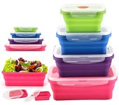 Silicone Bento Box Folding Lunch Bowl Food Storage Container Boxes Tableware