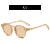 Gafas De sol redondas De marca De lujo para hombre y mujer, lentes clásicas De estilo Retro, con marco De remache, estilo callejero, 2025