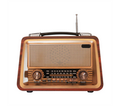 Portable Wooden Retro Radio Wireless Bluetooth Speakers HIFI Stereo AM/FM Radio Player USB TF AUX MP3,Mahogany Color